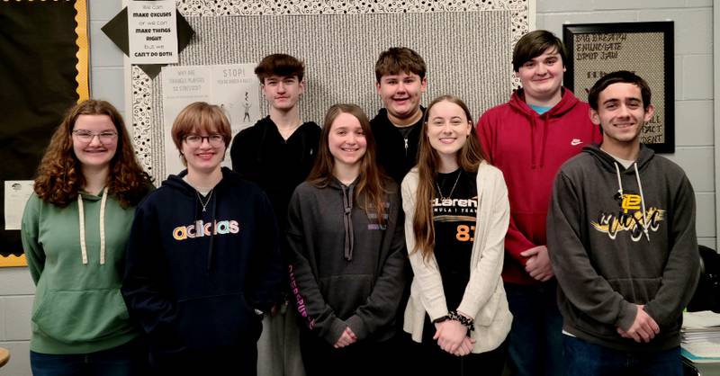 (front, from left) Daphne Heeley, Annamae Smith, Lisa Myres, Anna Sandberg and Alex Myres, (back) Triston Walter, Eric Vipond and Garret Luke.