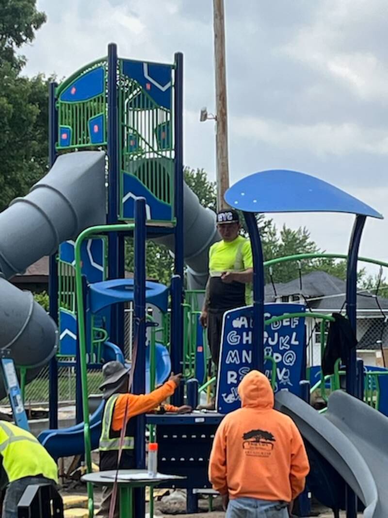 Workers continue to upgrade Fulton's School Park in the 900 block of 10th Avenue.
