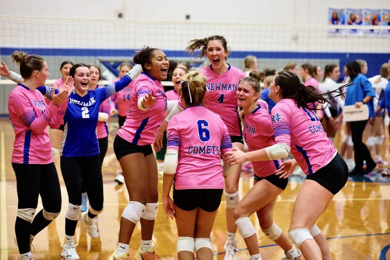 The Comets celebrate Tuesday's semifinal upset over No. 2 Sherrard at the Princeton Regional. They will play Princeton in Thursday's finals.