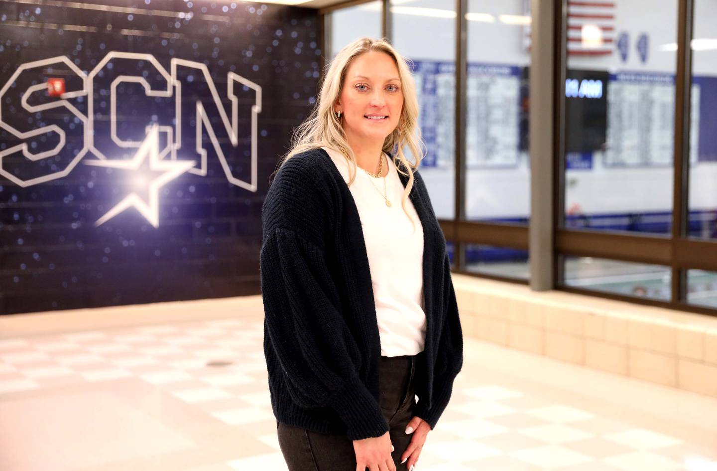 St. Charles North High School Teaching Assistant Adrienne Geiseman stepped in this fall to support student Maya Townsend, who sought to participate in swimming for the very first time. Geiseman provided Maya with direct, unwavering support throughout the season at practices and meets.