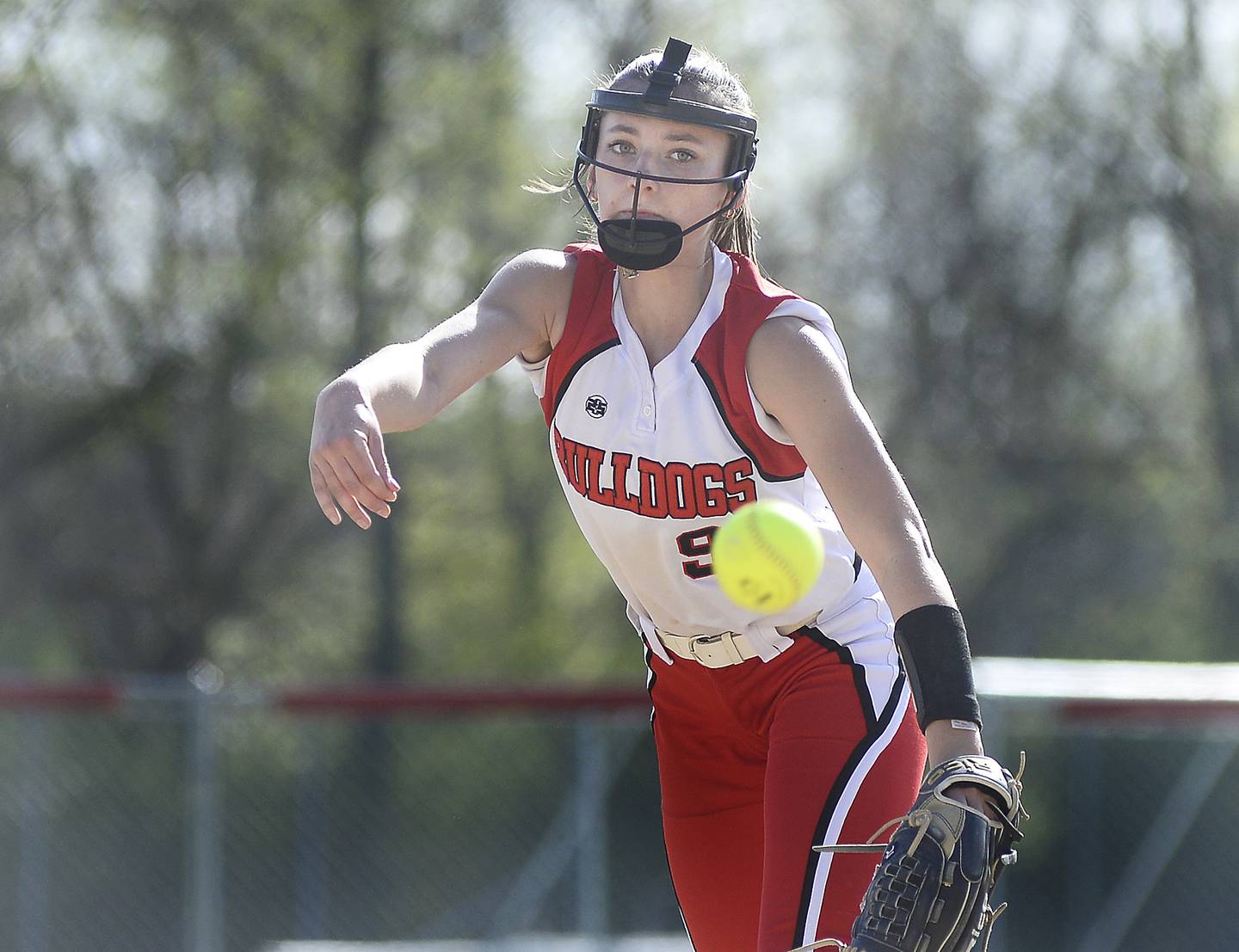 Streator starting pitcher Makenna Ondrey lets go with a pitch Tuesday in a game against Coal City on Tuesday, April 18, 2023 at Streator High School.