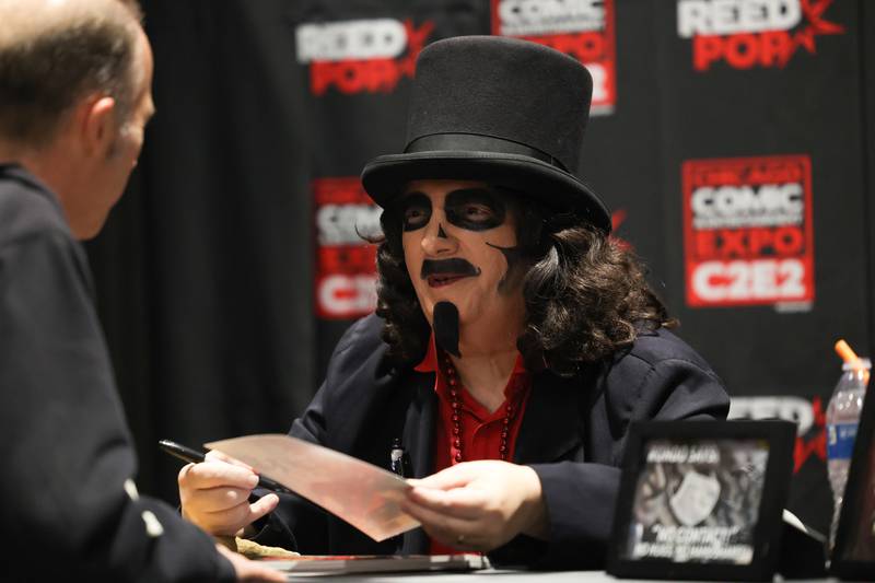 Svengoolie, the horror show icon of Chicago, signs autographs at C2E2 Chicago Comic & Entertainment Expo on Saturday, April 1, 2023 at McCormick Place in Chicago.