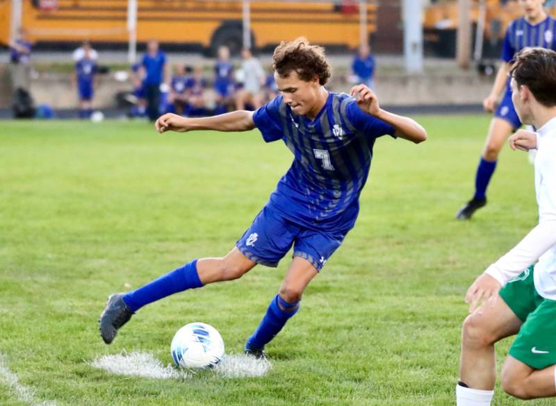Princeton's Rashawn Phillips is on the move against Alleman Thursday night at Bryant Field. The visiting Pioneers won 8-0.