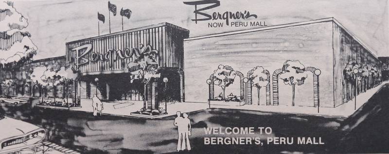 A rendering of the front of Bergner's at the Peru Mall they day it opened on Wednesday, April 10, 1974.