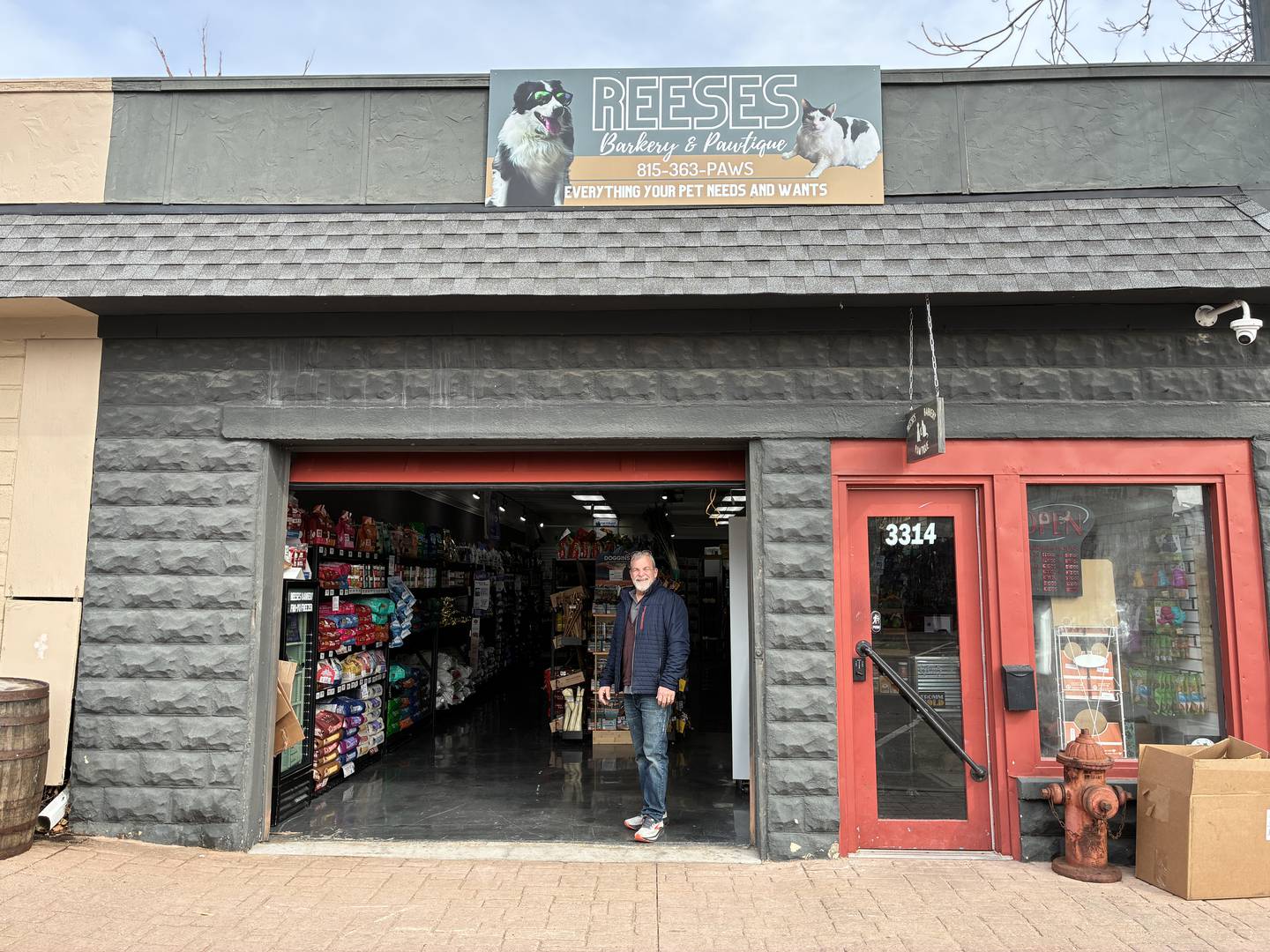 Scott Giles at Reeses Barkery and Pawtique on Wednesday, March 4, 2026. The longtime McHenry pet emporium is getting settled in to their temporary location at 3314 Pearl St., McHenry, following a fire Jan. 18 at their Riverside Drive location.