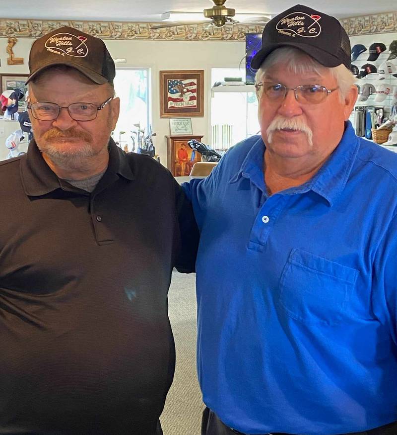 (Left to right); Fred Eggers and Wyaton Hills Golf Course owner Max Halberg