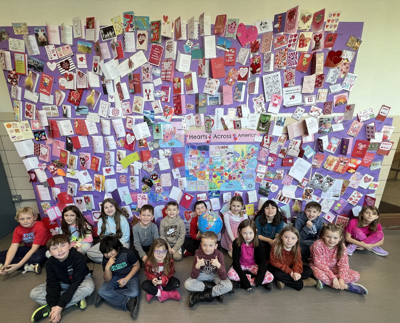 Carli Cade's second grade class at Jefferson Elementary School in Ottawa received Valentines from all 50 states and 22 other countries.