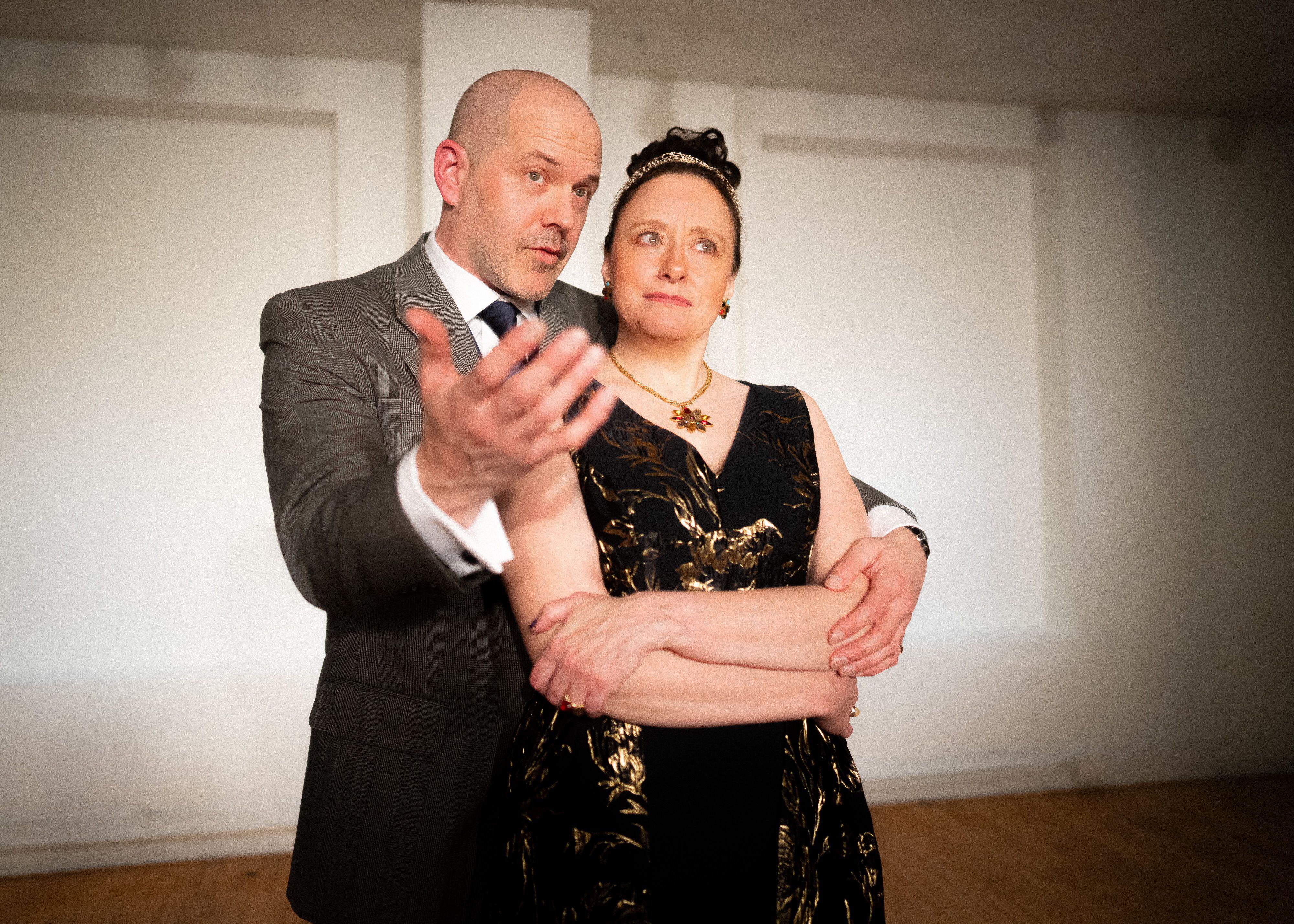 Elsinore, A Theatre Ensemble co-founders Jamie Ewing (as Leicester, from left) and Lori Rohr (Queen Elizabeth I) are part of the 10-member cast bringing 