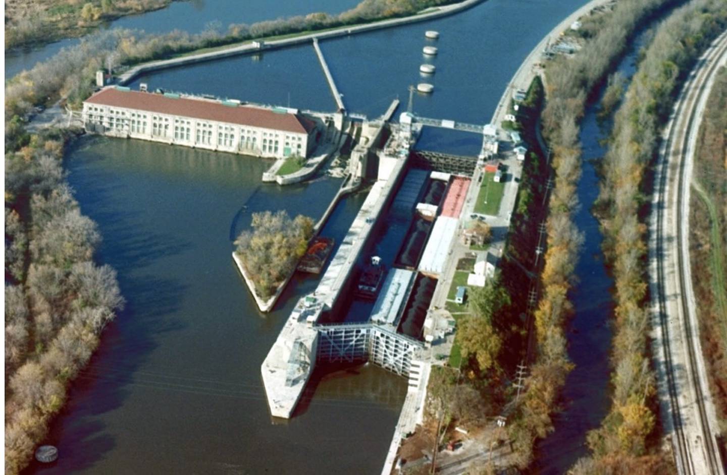 Lockport Lock and Dam is located along the Chicago Sanitary and Ship Canal.