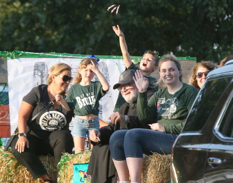 St. Bede adminministration ride in the St. Bede Homecoming Parade on Friday, Sept. 29, 2023 at St. Bede Lane.