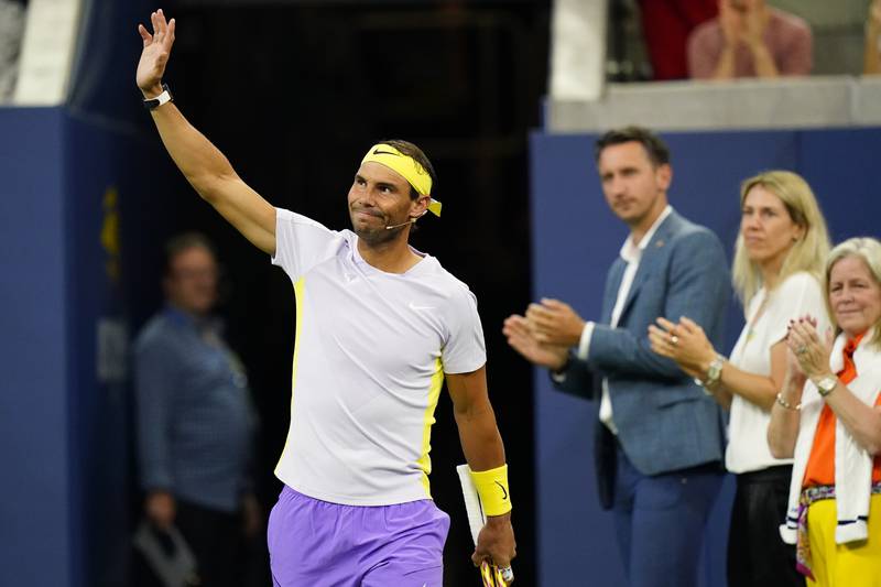Rafael Nadal, of Spain, arrives for "The Tennis Plays for Peace" exhibition match to raise awareness and humanitarian aid for Ukraine Wednesday, Aug. 24, 2022, in New York. The 2022 U.S. Open Main Draw will begin on Monday, Aug. 29, 2022. (AP Photo/Frank Franklin II)