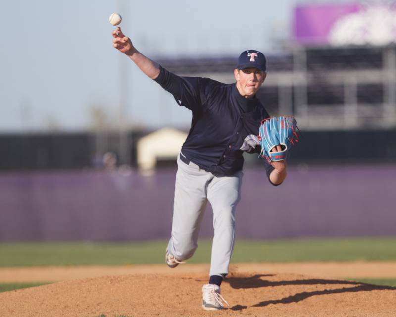Cary Grove's Ethan Dorchies delivers a pitch against Hampshire on Wednesday, April24,2024 in Hampshire.