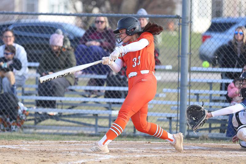 Lincoln-Way West’s Reese Cusack connects for a home run against Plainfield South on Tuesday, March 24, 2026 in Plainfield.