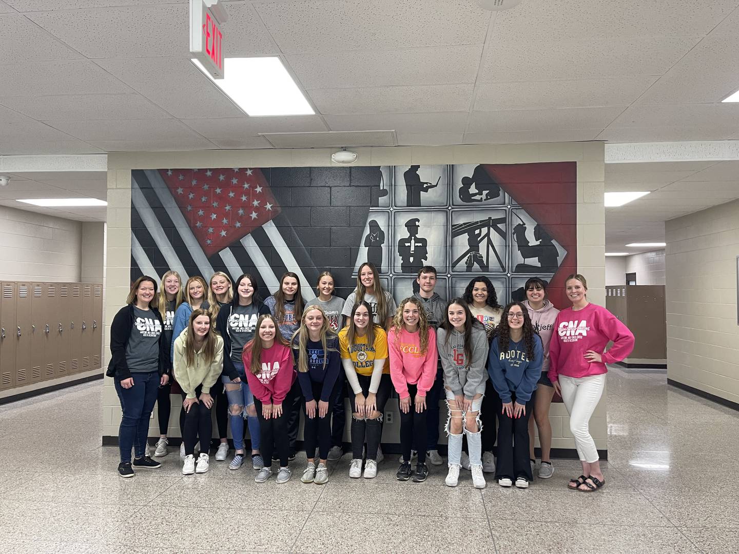 Section 1 of Whiteside Area Career Center's nursing assistant class. Front row, from left, Hailey Greenfield, Katie Hutchison, Lily Mullen, Taylor Swanstrom, Jenica Stoner, Lily Searing, Lauren Wambergue; Back row, instructor Jessie Houzenga, Bailey Dykstra, Madi Zipse, Ella Ingram, Jasmine Walker, Sarah Kempel, Annaka Hackett, Shelby Veltrop, Max Pasch, Allica Simpson, Jaden Rathburn, and instructor Sheila Fane.