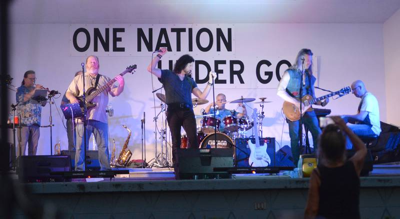 The Chicago Tribute Anthology band returned to the band shell stage in Mt. Morris on Friday, July 25, 2025 re-creating many of the songs from Chicago, the classic rock band.
