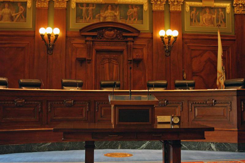 The Illinois Supreme Court chamber is pictured in Springfield.