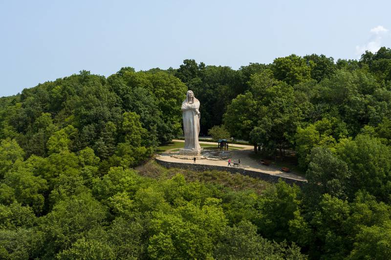 The WTTW TV special "Beyond Chicago from the Air" will air Wednesday, Dec. 1, 2021. One of the locations highlighted in the show is The Eternal Indian statue, depicting Chief Black Hawk in Oregon, pictured.