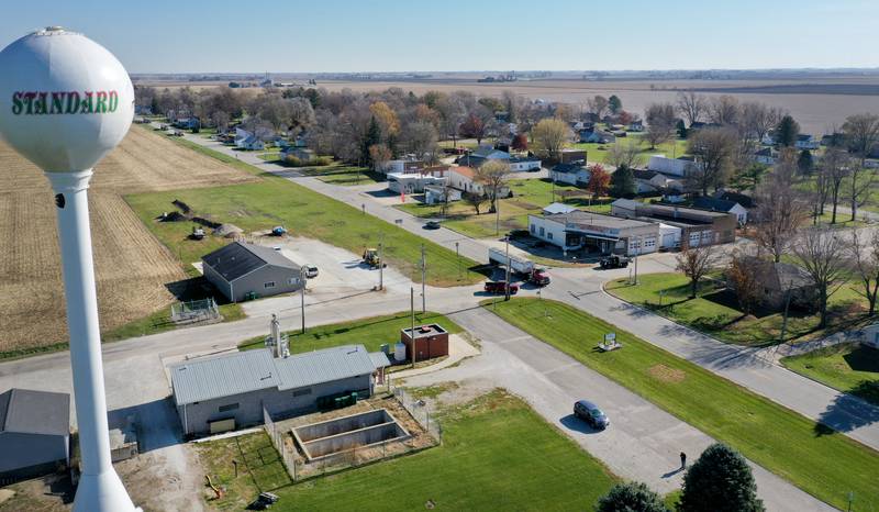 An aerial view of Standard on Wednesday, Nov. 15, 2023. About 1.5 miles southeast of the village, a 3.6 earthquake occurred. near the intersection of County Road 955 North and County Road 1500 E in Putnam County. No damage was reported from the earthquake. The earthquake occurred at 4:41a.m.