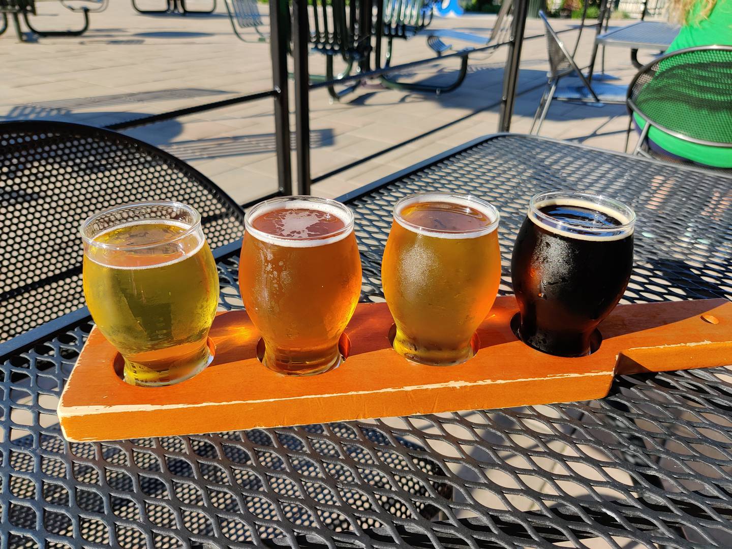 A beer flight at Alter Brewing + Kitchen in St. Charles.