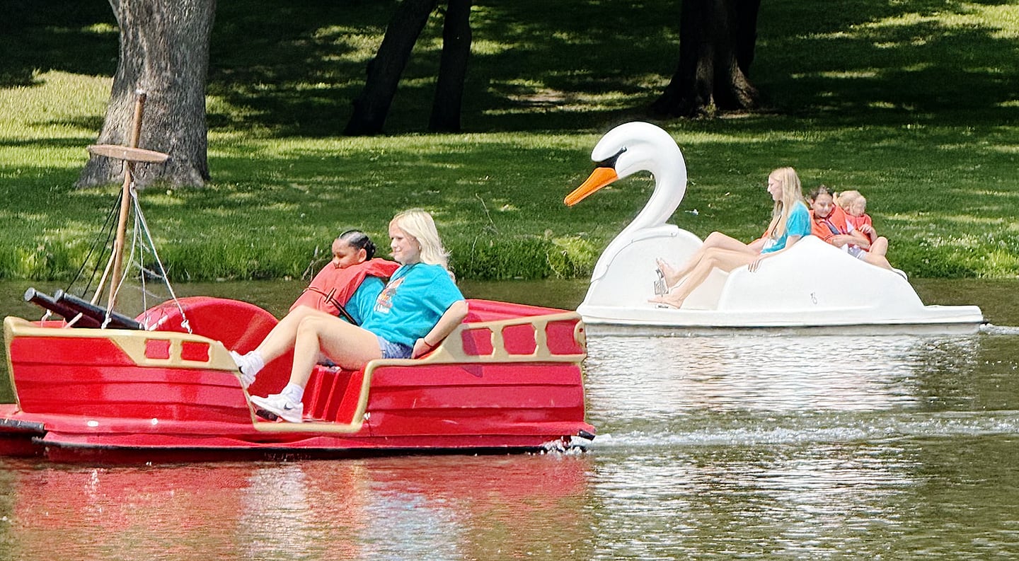 Paddleboats on the Centennial Park lake are a popular attraction during the summer months.