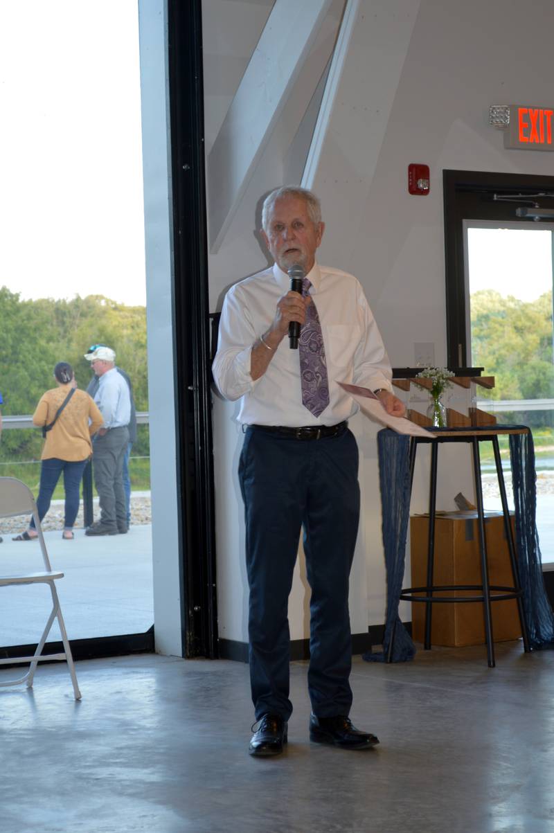 Oregon Area Chamber of Commerce Board President John VonTish speaks during the Chamber's annual awards dinner on Aug. 17, 2023.