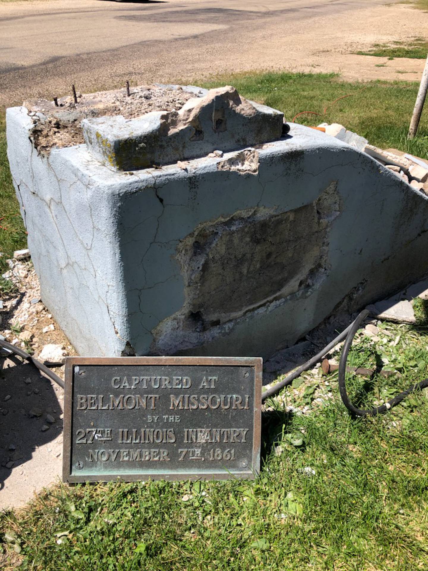 The original plaque celebrating the civil war cannon captured 161 years ago. The plaque will be displayed with the restored cannon.