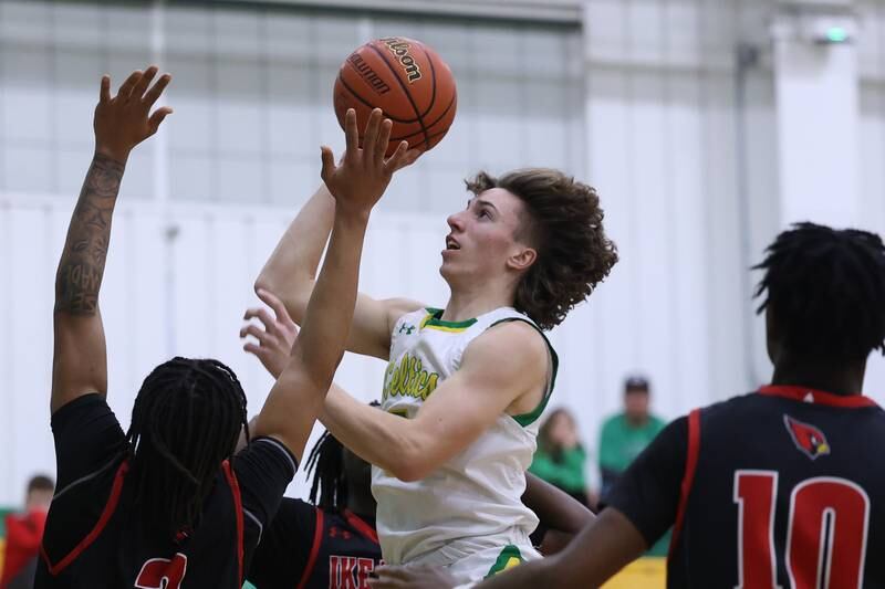 Providence’s Cooper Eggert takes a shot against Eisenhower on Wednesday 1st, 2023.