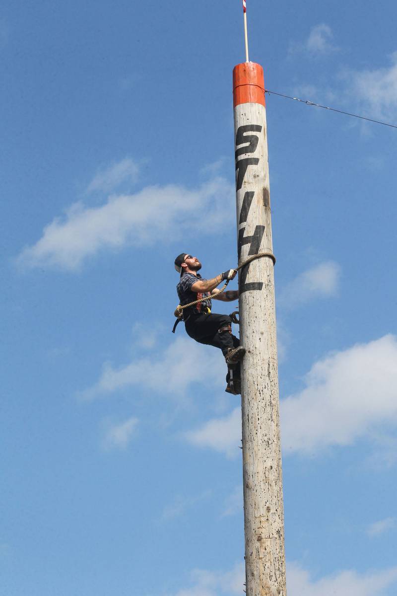 A.J. Fletcher, of Cobleskill, N.Y. performs in the Timberworks Lumberjack Show during the Lake County Fair at the Lake County Fairgrounds on Sunday, July 30th in Grayslake.  
Photo by Candace H. Johnson for Shaw Local News Network