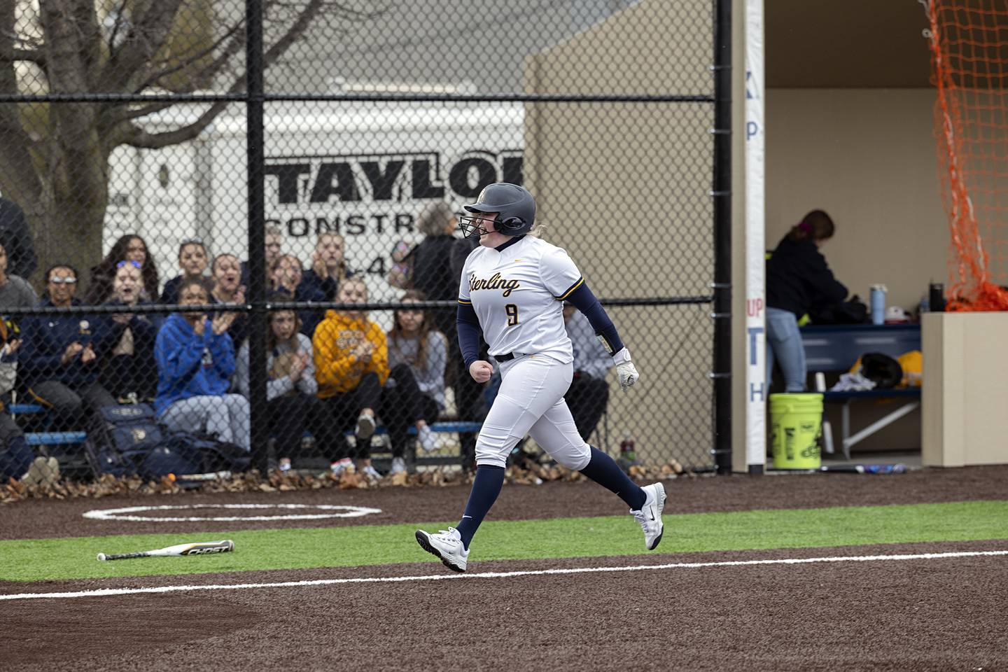 Sterling’s Ellie Leigh celebrates a solo home run Tuesday, March 21, 2023 against Dixon.