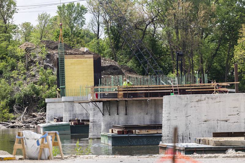Rebar is seen jutting out from old railroad supports Tuesday, May 13, 2025, at Project Rock in Dixon.