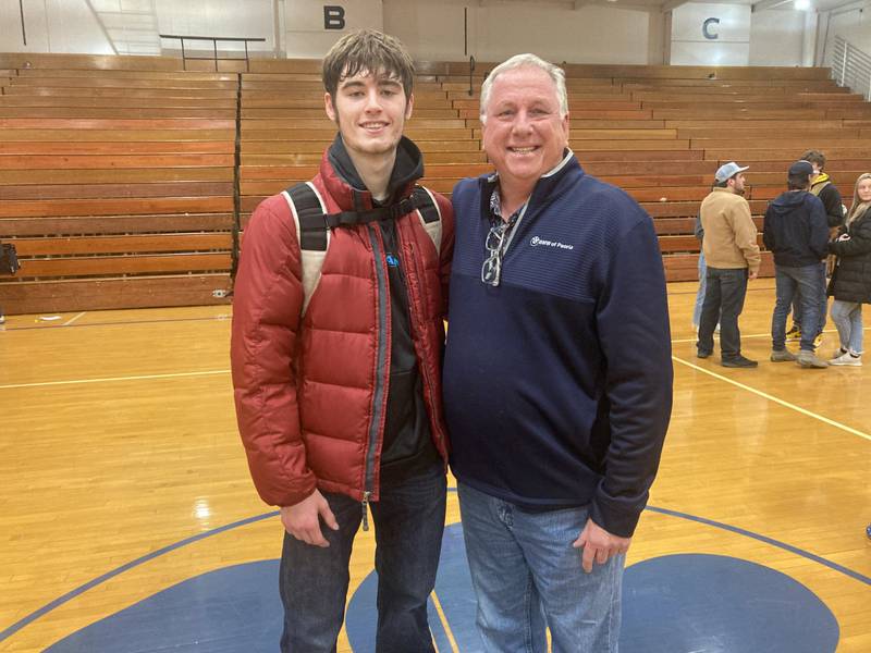 Princeton senior Grady Thompson scored 23 points Saturday to pass John Rumley (right) to become No. 4 all-time in scoring for the Tigers. Thompson now has 1,183 career points, Rumley had 1,179.