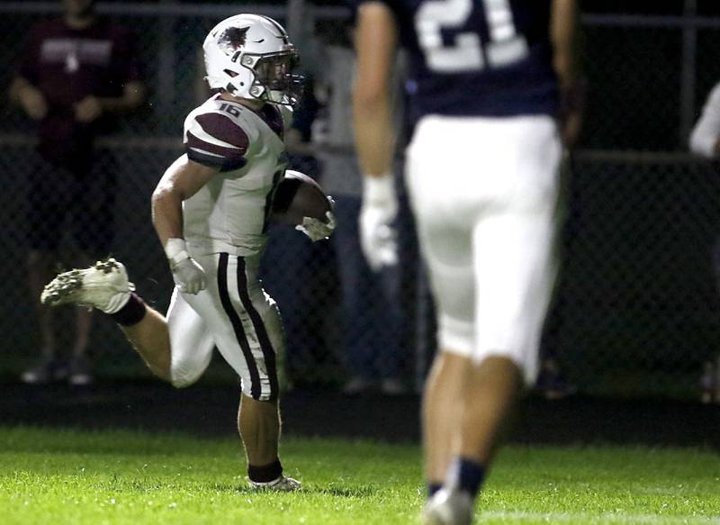 Prairie Ridge's Dominic Creatore runs into the end zone for a touchdown during a Fox Valley Conference football game against Cary-Grove on Friday, Sept. 22, 2023, at Cary-Grove High School in Cary.