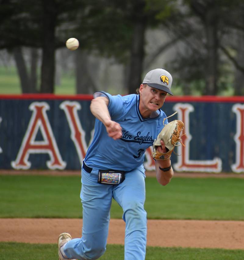 Ethan Storm delivers a pitch for Rock Valley College in a 2025 game.