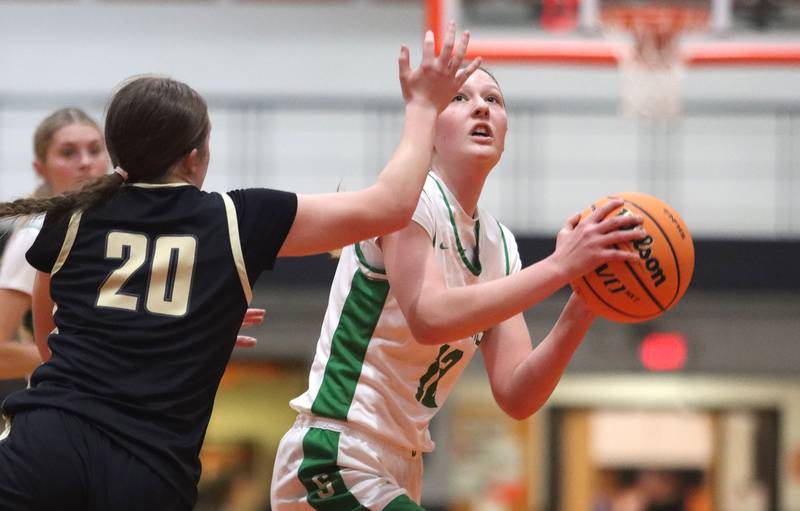 Crystal Lake South’s Gaby Dzik works under the hoop against Sycamore in girls IHSA Class 3A Sectional basketball on Tuesday, Feb. 24, 2026, at Crystal Lake Central High School in Crystal Lake.
