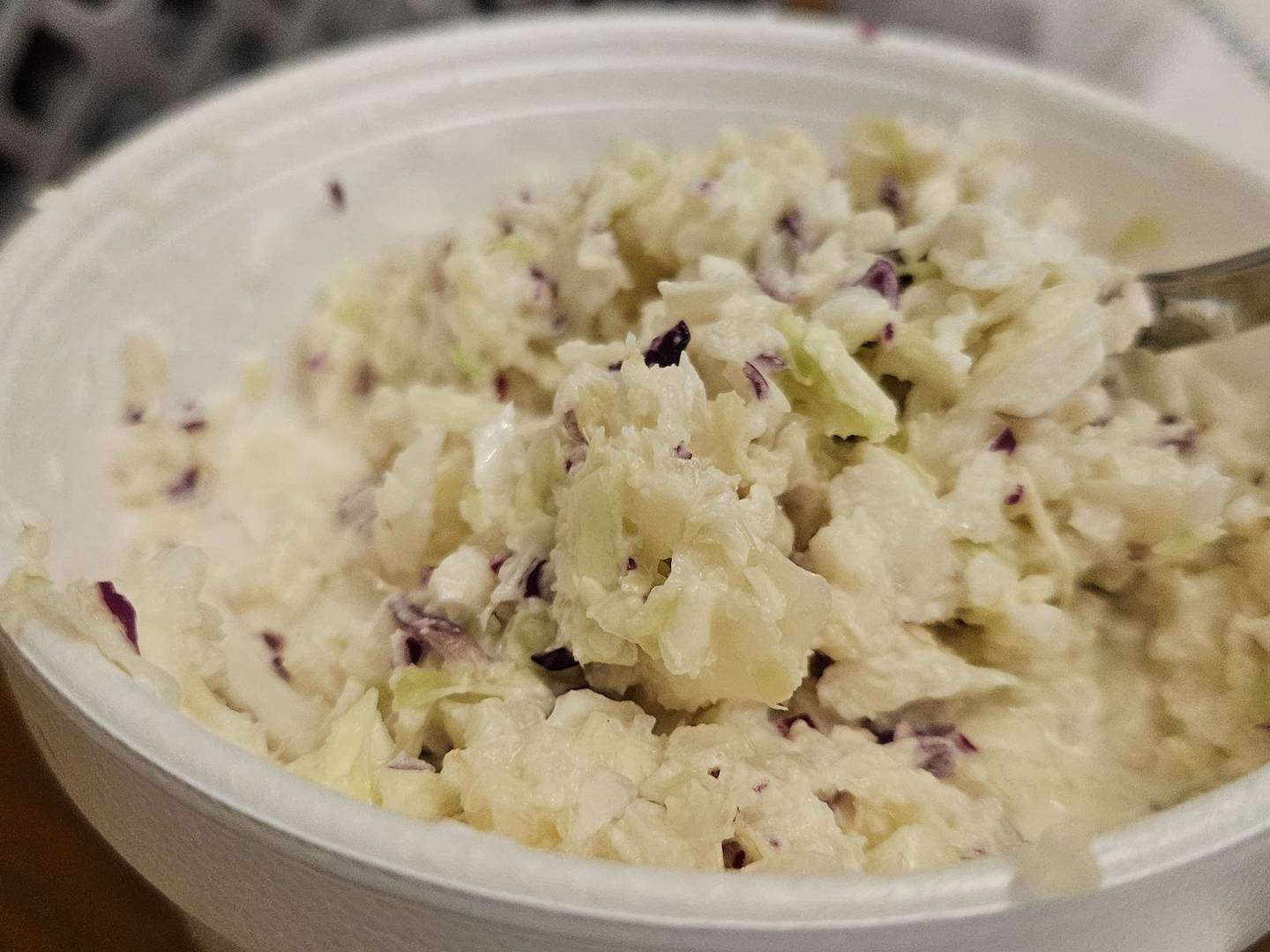 White Fence Farm’s coleslaw isn’t too sweet or creamy. The vegetables are crisp and fresh and served with a hint of vinegar.