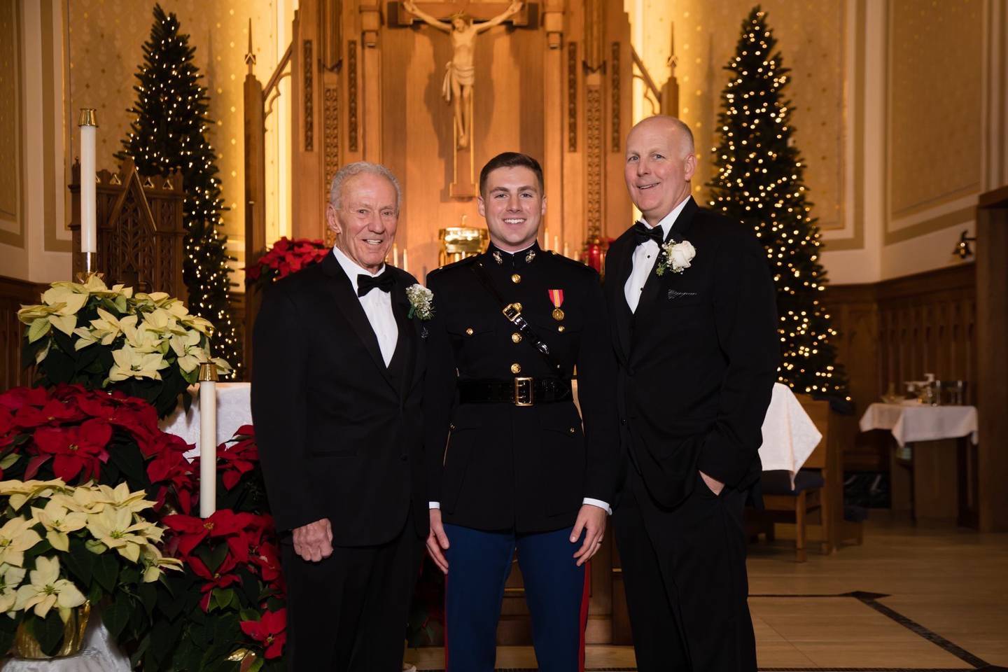 Paul, Steven and Anthony Wember at Steven Wember's wedding in 2018 in Lake Geneva, Wisconsin. Three generations of U.S. Marine jet pilots.
