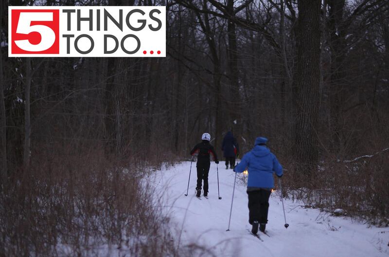 Skiers make their way down a trail on in January 2019 at Rush Creek Conservation Area in Harvard. A chance to hike or ski by candlelight will be offered both Friday and Saturday evening at Coral Woods Conservation Area, 7400 Somerset Drive southeast of Marengo.