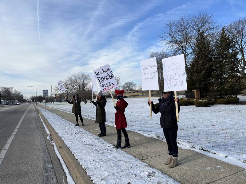 Almost 10 people attended a rally held on Monday, Dec. 19, 2022, to keep Our Lady of Angels Retirement Home open. The facility is scheduled for closure on Feb. 28, 2023.