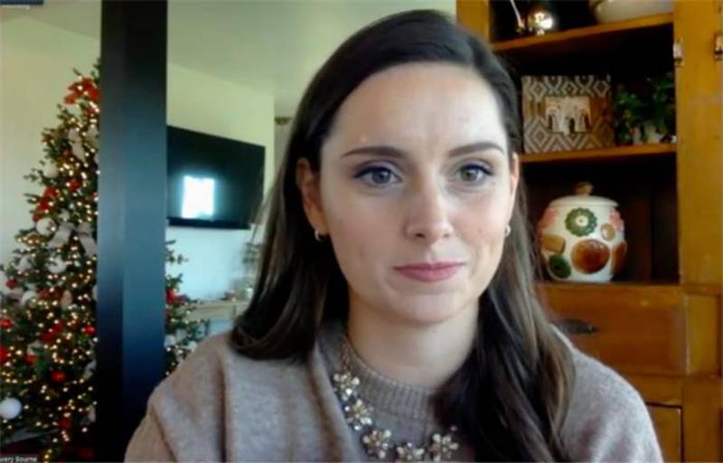 State Rep. Avery Bourne, R-Morrissonville, speaks at a virtual news conference about delays in gun licensing Wednesday. (Credit: Blueroomstream.com)