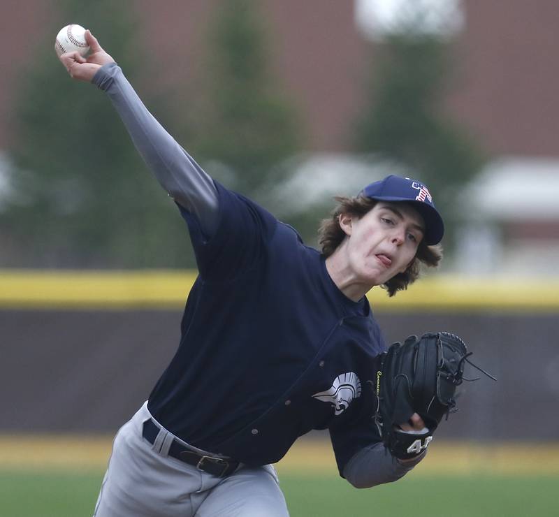 Cary-Grove’s Samuel Cohen throws a pitch during a Fox Valley Conference baseball game Thursday, May 5, 2022,  between Jacobs and Cary-Grove at Jacobs High School.