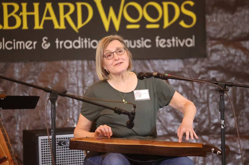 Carole Ehrman performs on the main state at the Gebhard Woods Dulcimer & Traditional Music Festival on Saturday June 8, 2024 in Morris.