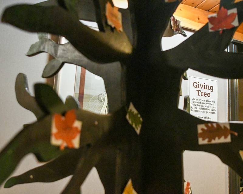 A giving tree sits outside the Banquet Hall during the Soup and Bread fundraiser event on Sunday Feb. 2, 2025, that benefited Beds Plus held at the Holiday Inn Banquet Center in Countryside.