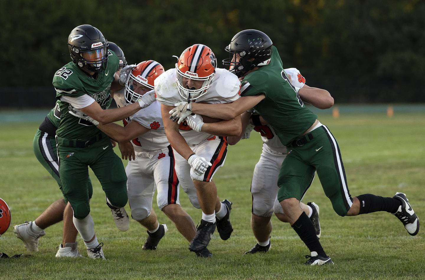 Byron’s Caden Considine punches it in for a score against Rock Falls Thursday, August 28, 2025.