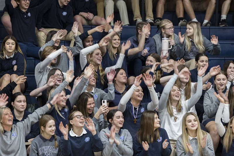 Students sway along to “Party in the USA” Thursday, Jan. 30, 2025, at Newman High School. A classmate performed the song via karaoke during a talent show at NHS.