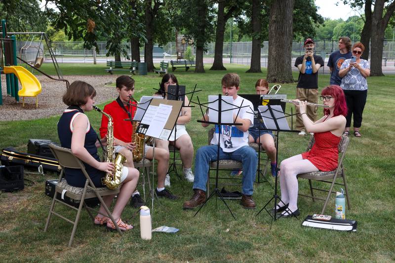 The Riverview Kids' Band performs "The Star Spangled Banner" to begin the Riverview Historic District's annual 4th of July Celebration on Friday, July 4, 2025.