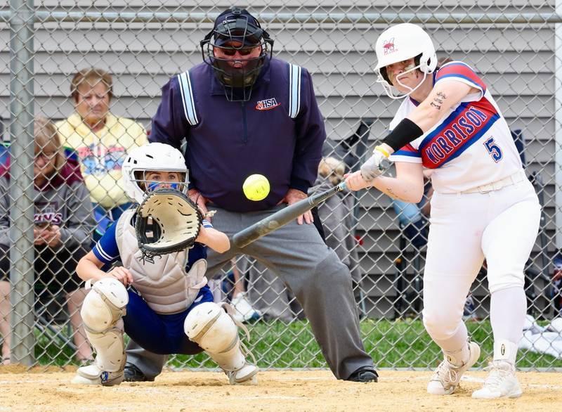 Morrison's Madi Armitage takes her cuts in Saturday's regional championship at Princeton. The Fillies beat Princeton 9-0 to advance to the Class 2A Woodstock Marian Sectional on Wednesday.