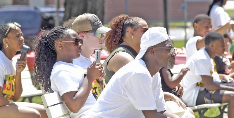 Part of the crowd brave the hot sun to watch performers. The Sauk Valley Diversity Alliance hosted a Juneteenth Celebration Event on Saturday, June 21st, 2025 at the Grandon Civic Center in Sterling.t
