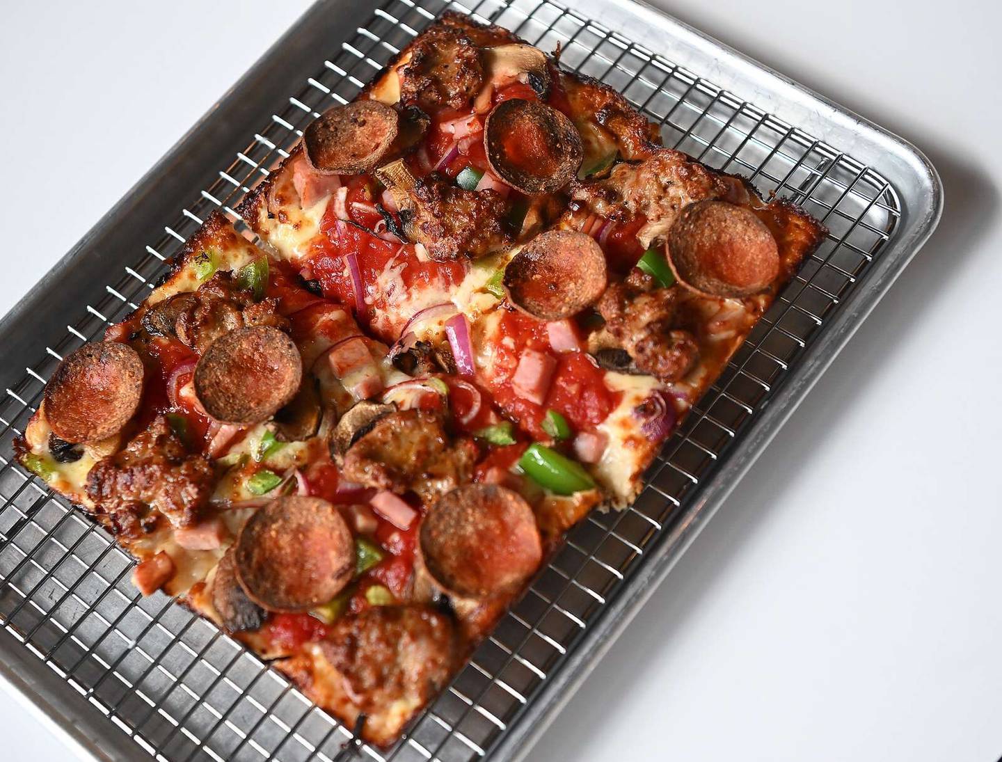 The Stack pizza from Squares Pizza Pub in Bartlett.