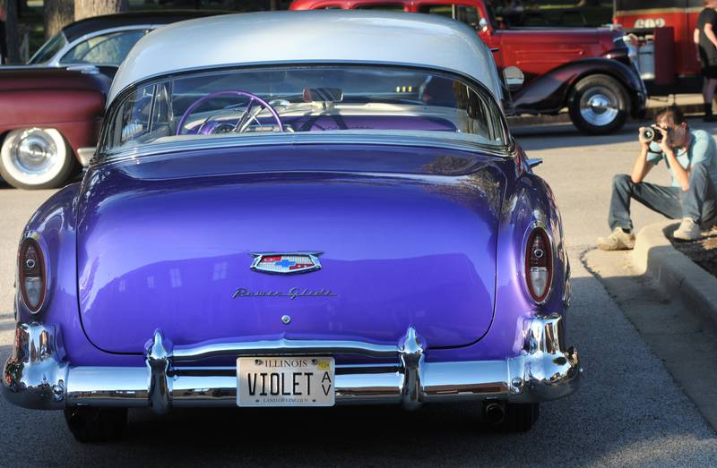 Cameras were everywhere capturing photos of many classic cars including this Chevy Bel Air parked along Hickory St  in Streator during the annual Cruise Night Saturday in Streator.