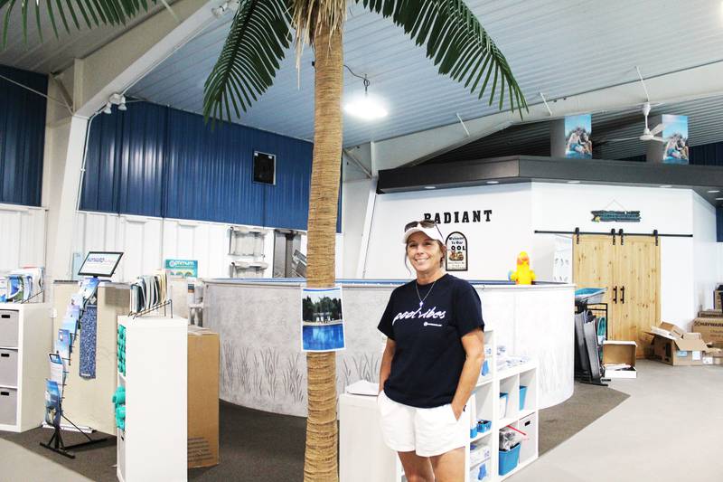 Cary McCue co-owns Poolside Pools and Spas in Sterling with her husband Jim. Next year will be their 20th year in business, and they've seen plenty of changes in their industry, but keep customers coming back with a trust in teaching pool owners how to maintain their pools and spas so that they aren't much of a financial burden. "With educating the customers, it's a lot to learn when you've never had a pool," Cary said. "Once you learn the chemistry of water, it's easier. Then when you close your pool, you aren't touching it for months, and then you have to relearn it every single year. Some people are good at remembering how to do it again every year, but some forget and can't remember, so they'll come in here and ask what they need."